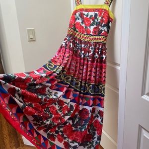 LAI MENG FIVE CATS Floral Print Maxi Dress Size 6